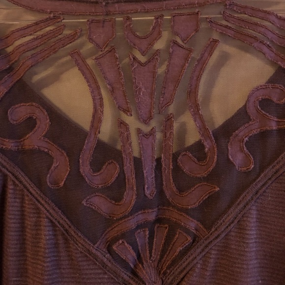 Free People Large Purple Burn-Out Lace Top - Picture 7 of 9